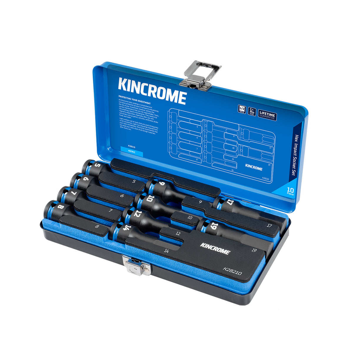 Hex Impact Socket Set 10 Piece 1/2" Drive - Metric - K28210