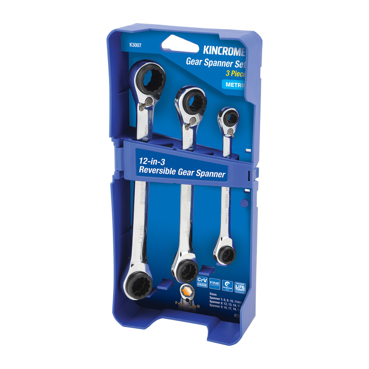 Double Ring 12-in-3 Gear Spanner Set 3 Piece - K3007
