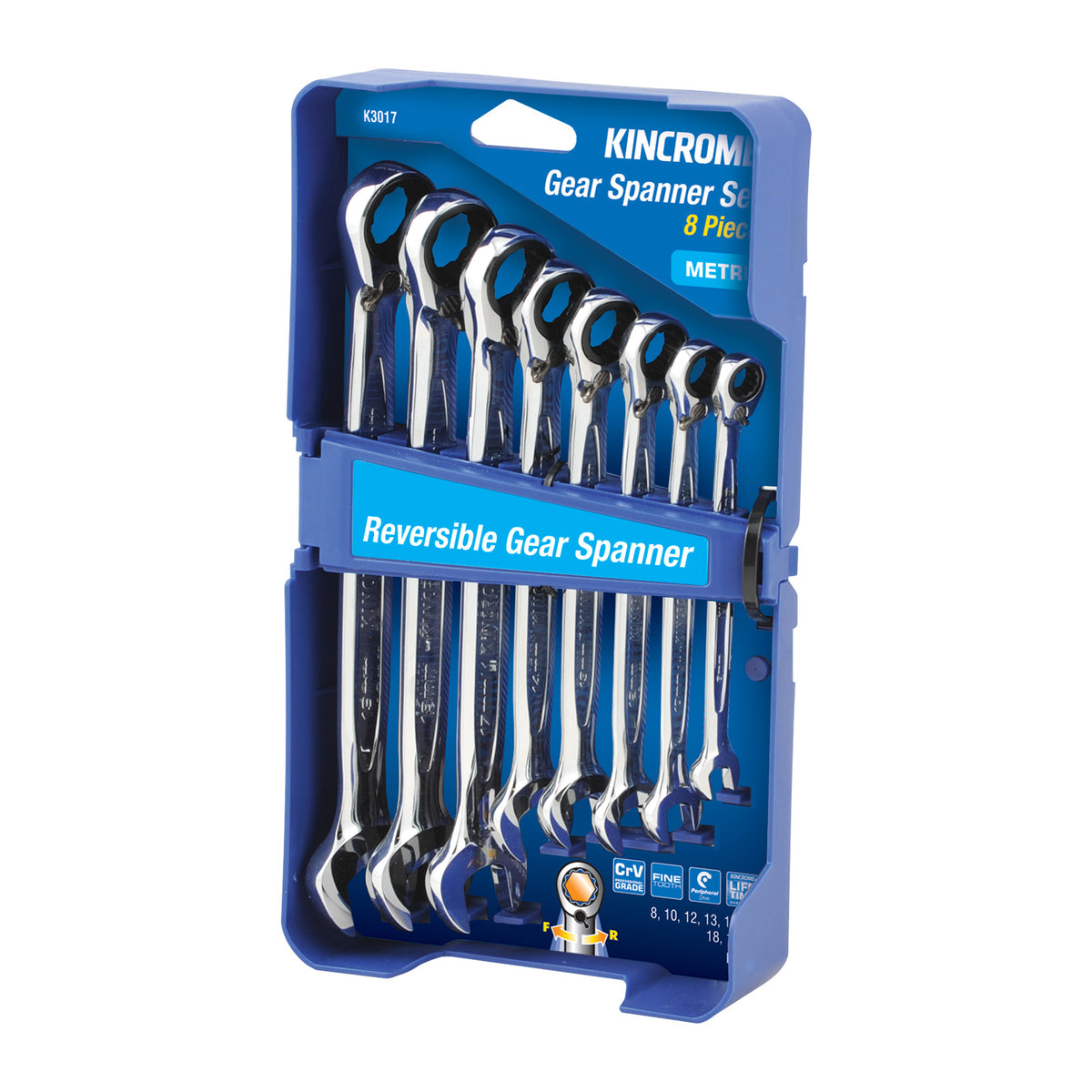 Reversible Gear Spanner Set 8 Piece - Metric - K3017