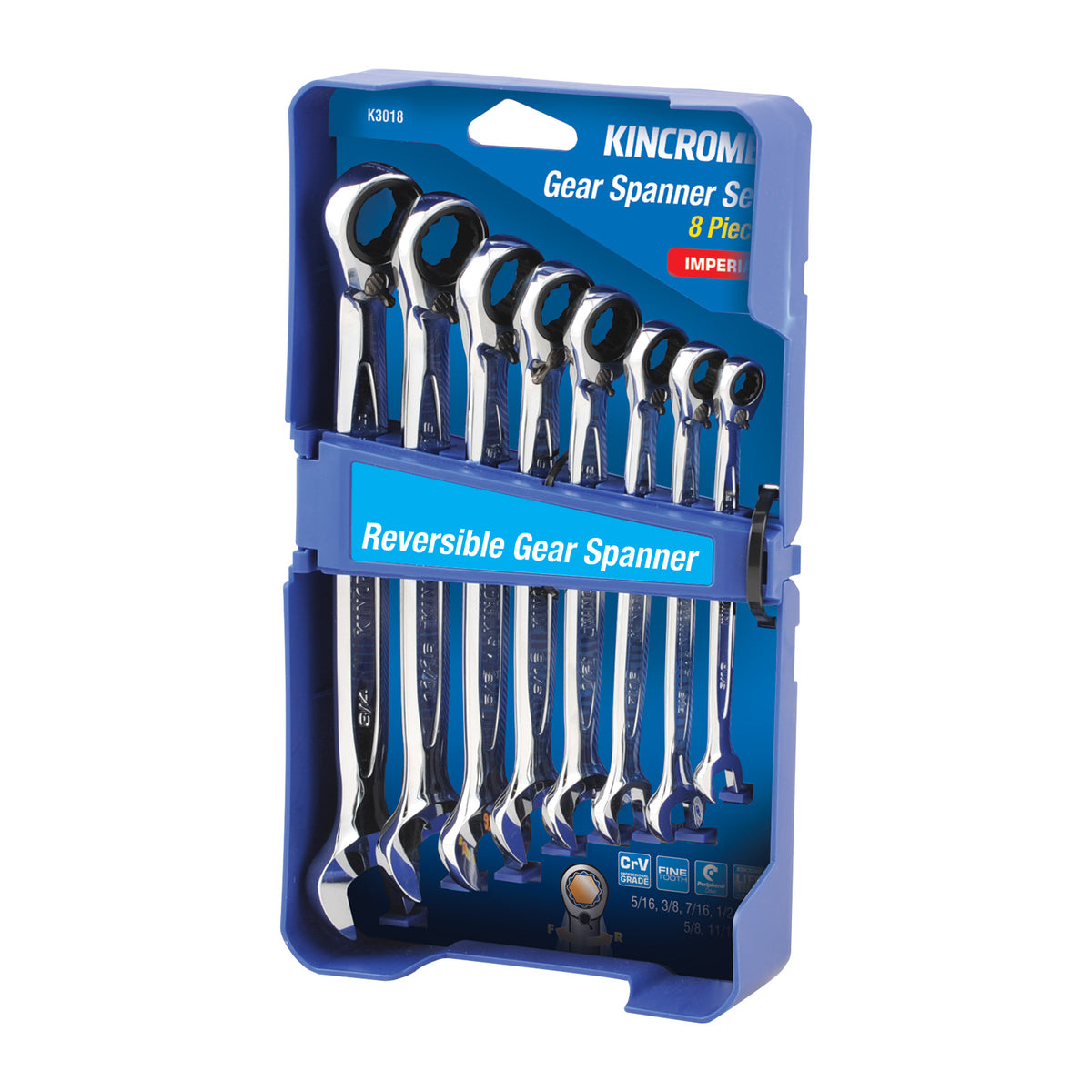 Reversible Gear Spanner Set 8 Piece - Imperial - K3018