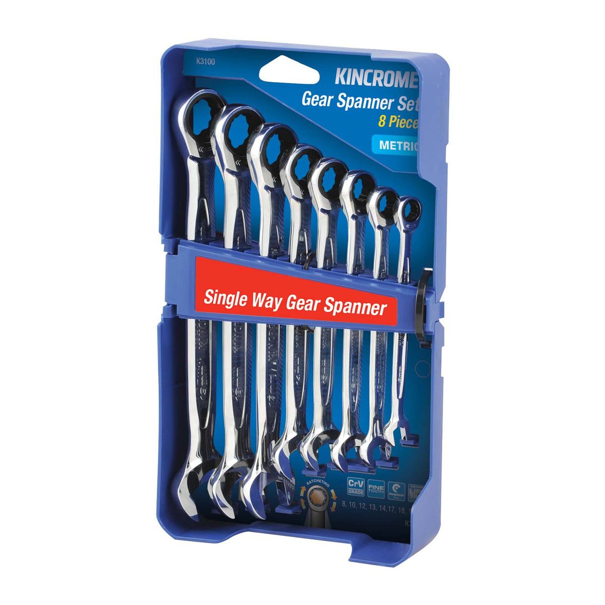 Single Way Gear Spanner Set 8 Piece - Metric - K3100
