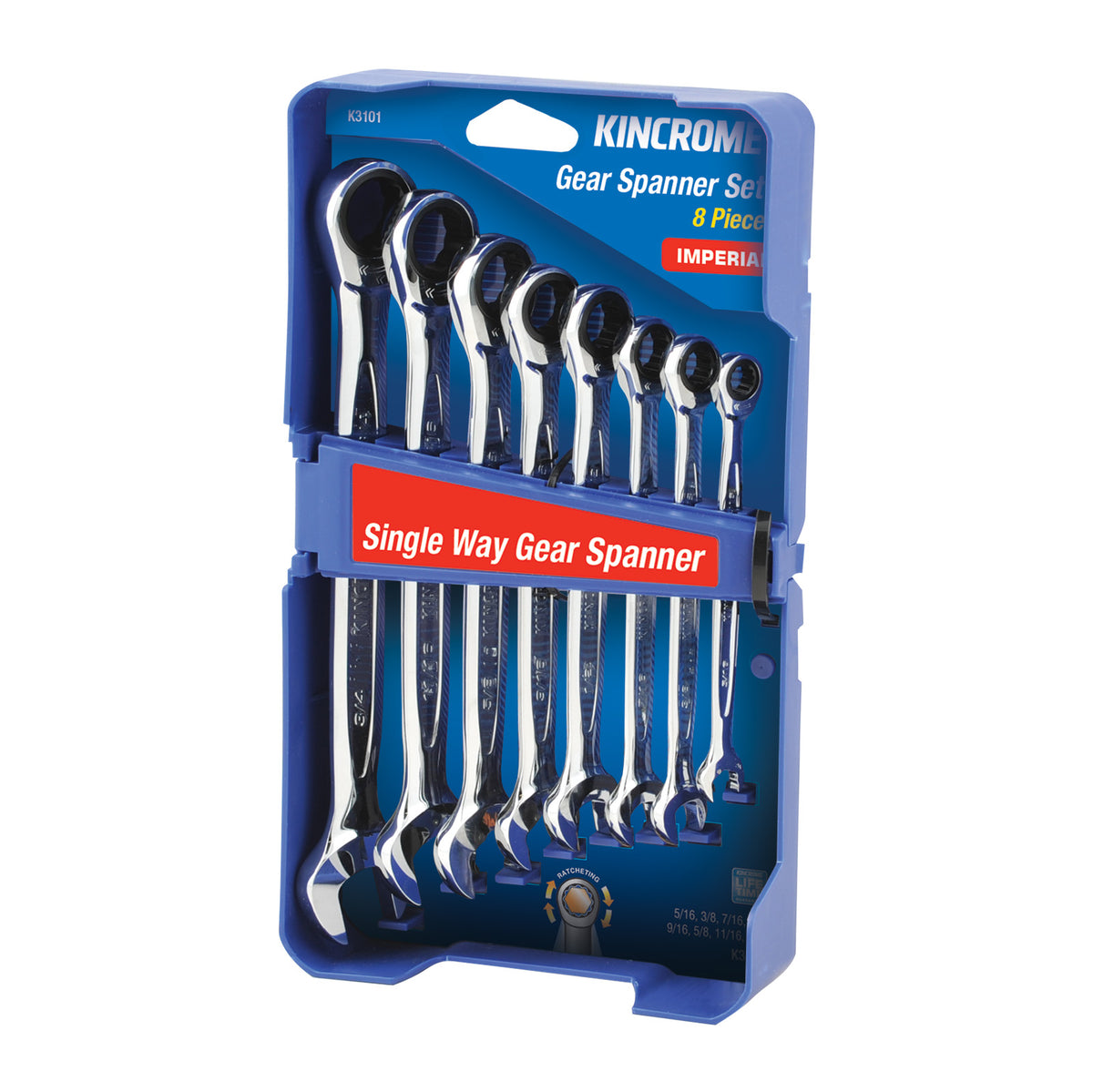 Single Way Gear Spanner Set 8 Piece - Imperial - K3101