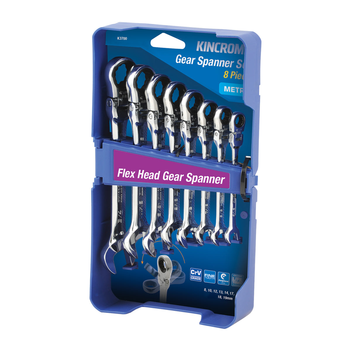 Flex Head Gear Spanner Set 8 Piece - Metric - K3700