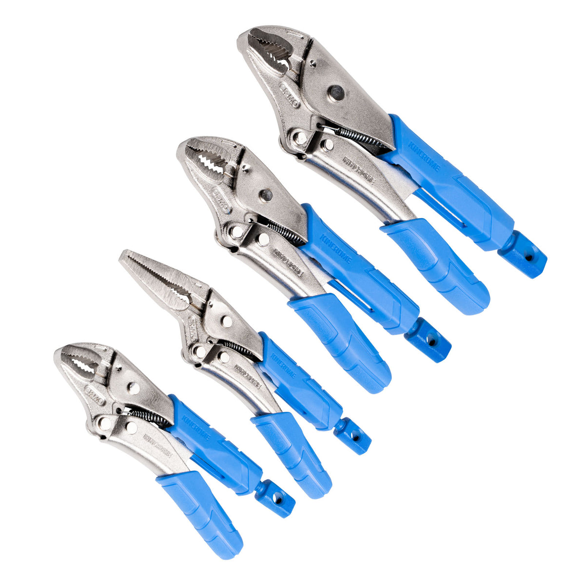 4pce Soft Grip Long Nose & Curved Jaw Locking Plier Set - K40081