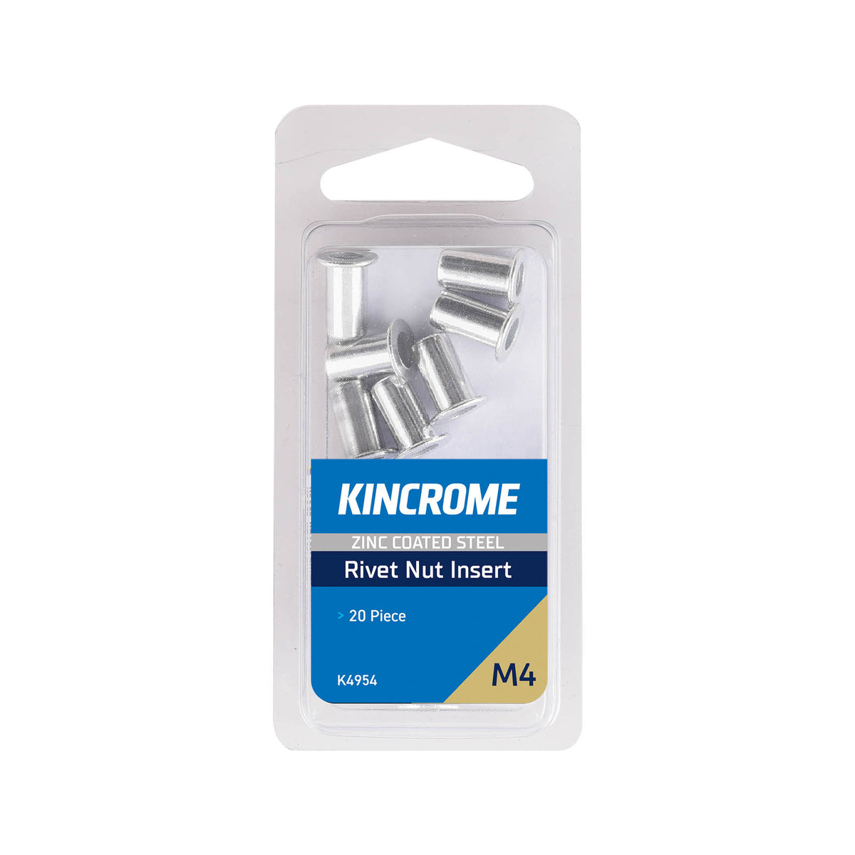 Rivet Nut Insert M4 (Zinc Coated Steel) - 20 Pack - K4954