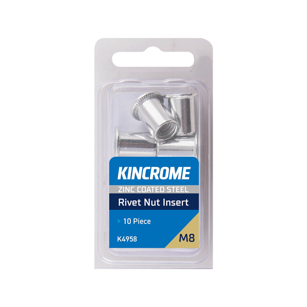 Rivet Nut Insert M8 (Zinc Coated Steel) - 10 Pack - K4958