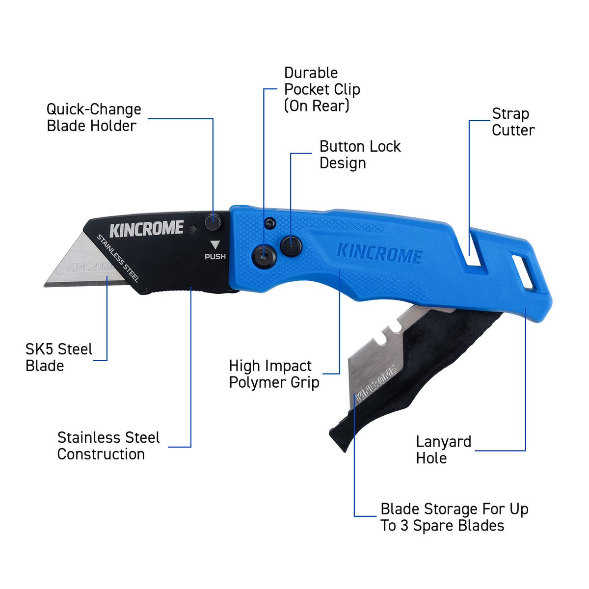 High Impact Folding Utility Knife Blade Storage - K6115