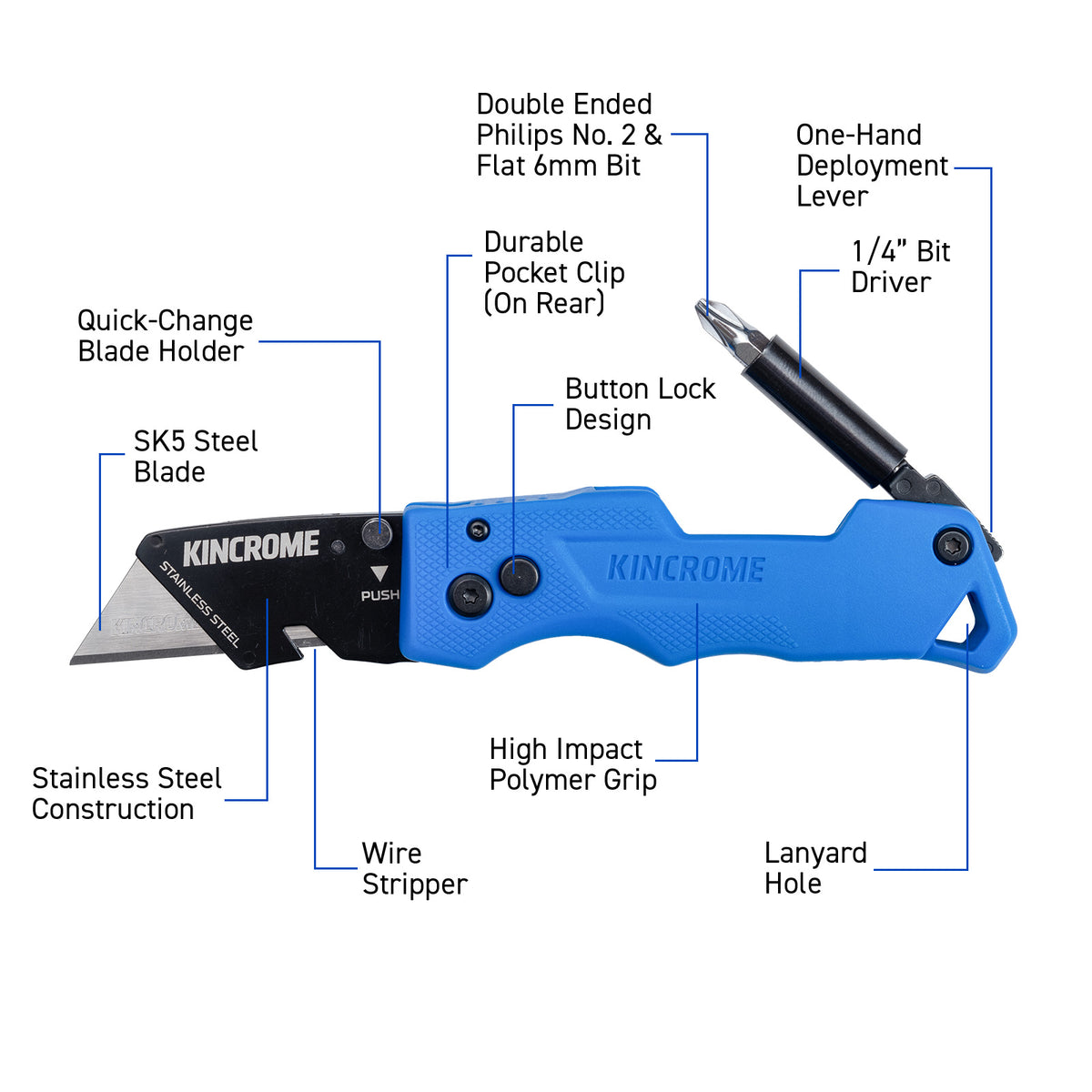 High Impact Folding Utility Knife Bit Driver - K6125
