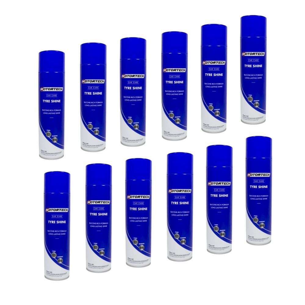 12 x Cans Motortech High Gloss, Wet Look Tyre Shine 400g - MT005X12