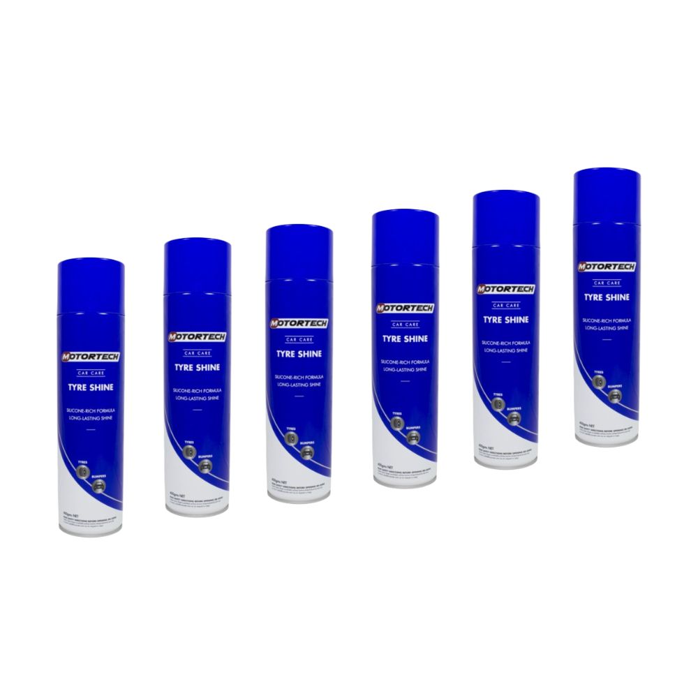 6 x Cans Motortech High Gloss, Wet Look Tyre Shine 400g - MT005X6