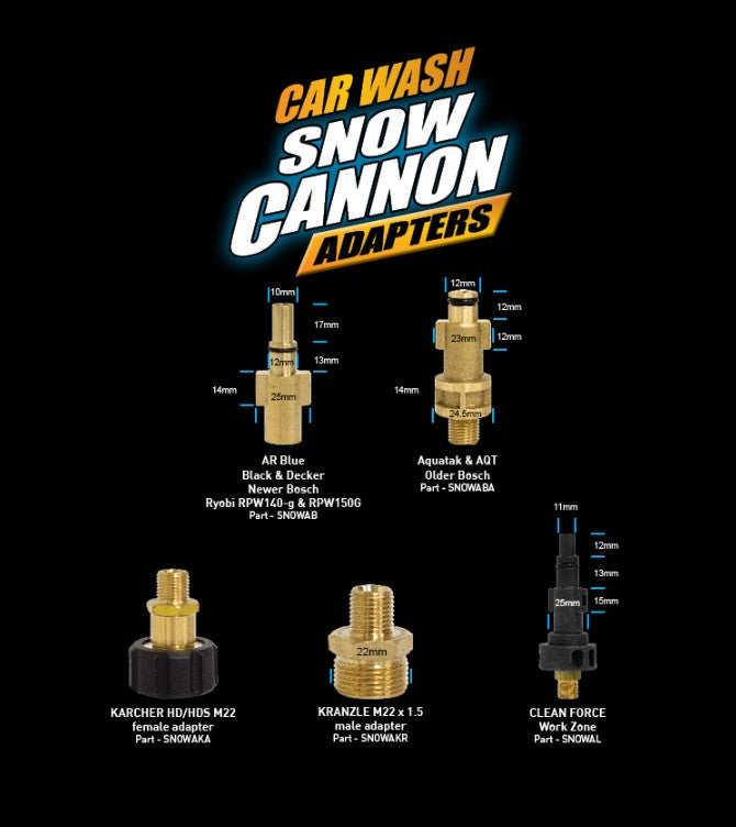 Meguiars Snow Foaming Cannon Adapters Range - Each - SNOWAL