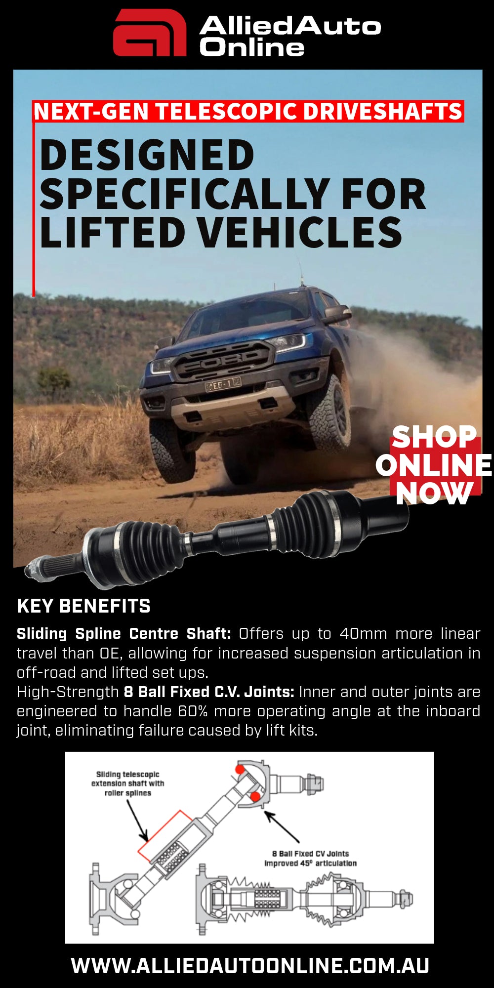 Extending CV Drive Shaft for Toyota Hilux KUN26R GGN25R KZN185R 2005-2015