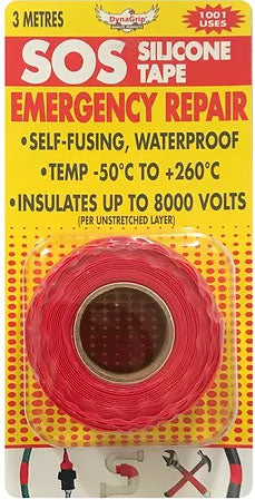 SOS Silicon tape "RED" 3 meter Roll Heat proof Water proof Air tight