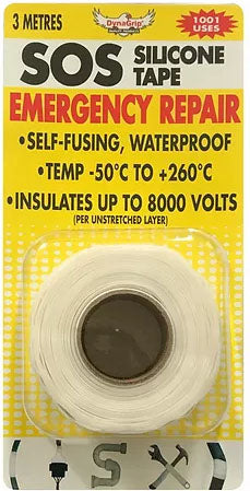 SOS Silicon tape 3 meter Roll Heat proof Water proof Air tight White